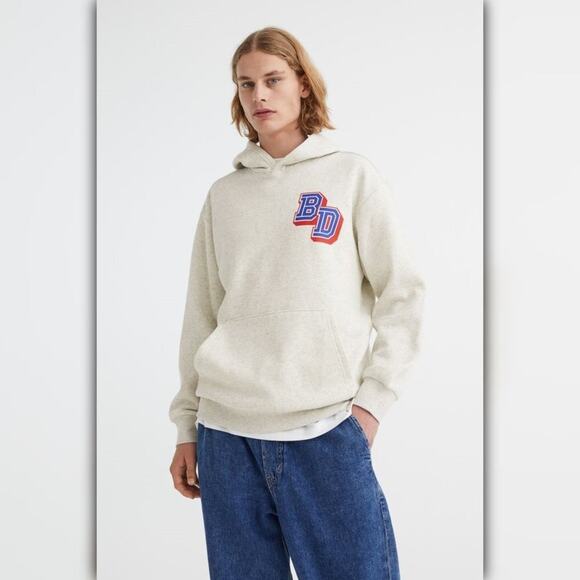 A524 β’ Relaxed Fit Varsity BD Graphic Hoodie β Heather Grey - Picture 3 of 6